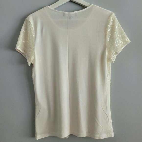 Jones New York Signature Sequined Scoop Neck T-shirt - Picture 2 of 6